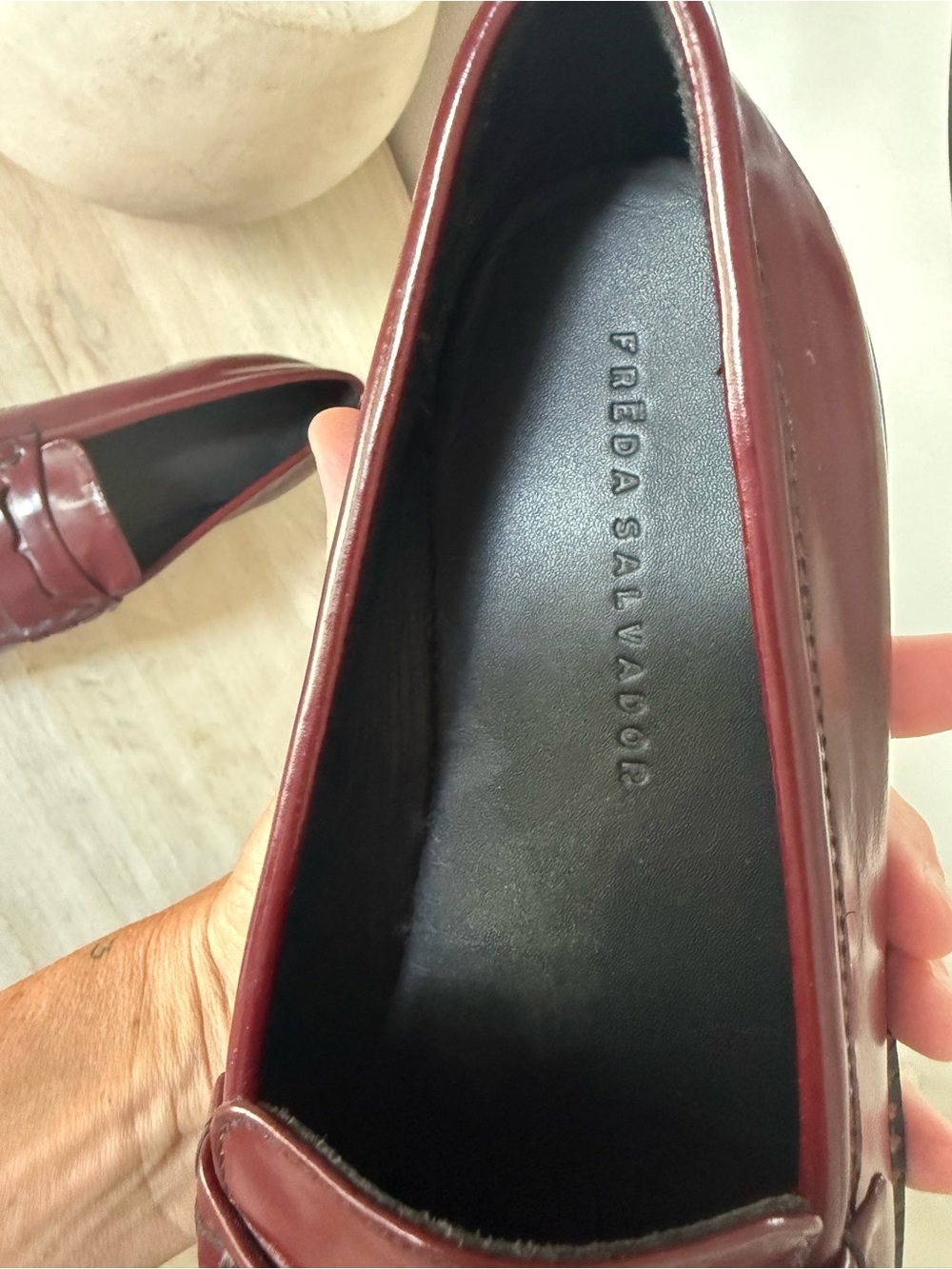 Freda Salvador Burgundy Elba Penny Loafers - Picture 2 of 5